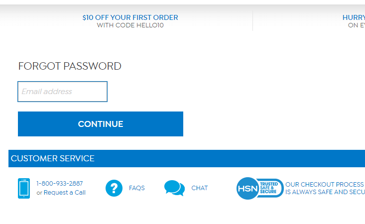 enter required details to reset hsn login password