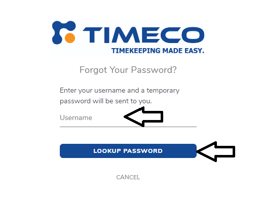 reset timeco login password
