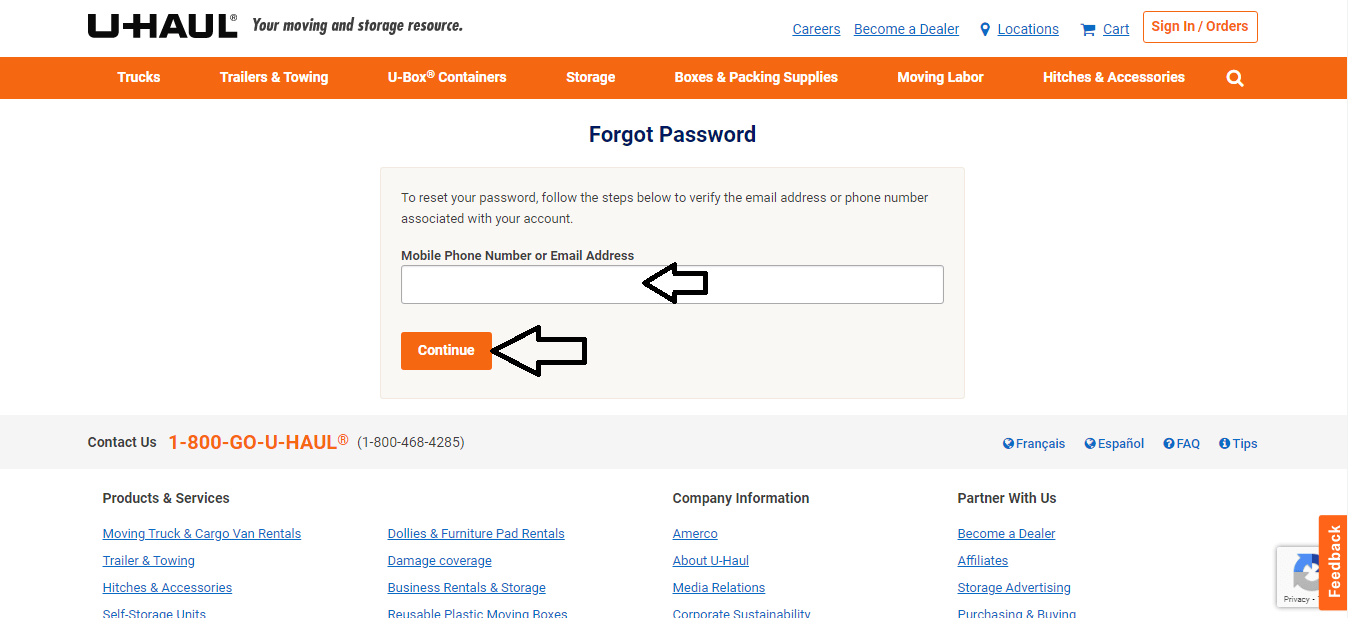 reset uhaul pos login password