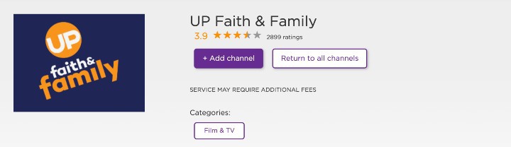 activate up faith and family on roku