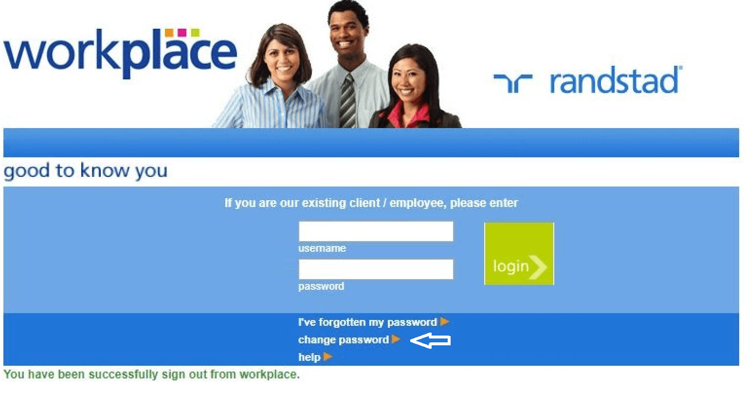 change randstad workplace password