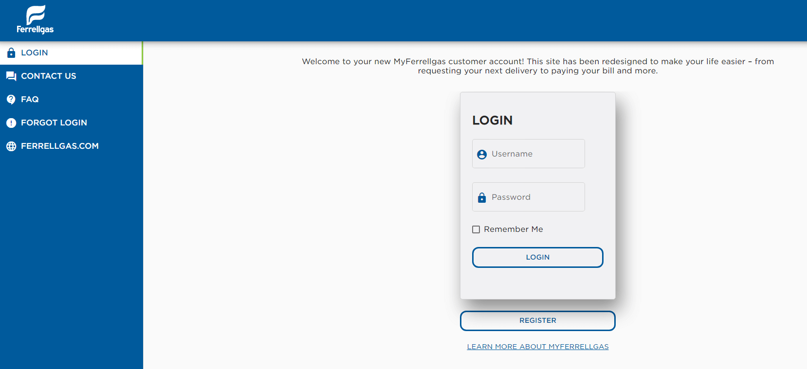 click on forgot login option in myferrellgas website