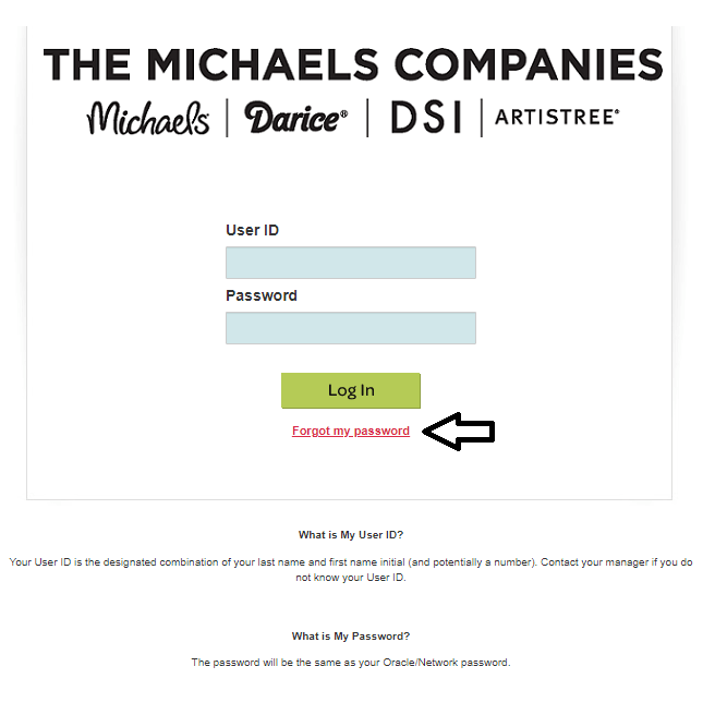 click on forgot my password in michaels worksmart sso login page
