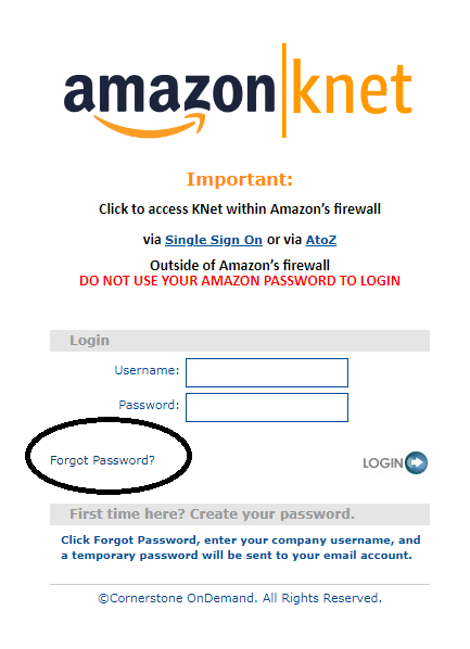 click on forgot password in amazon knet login page