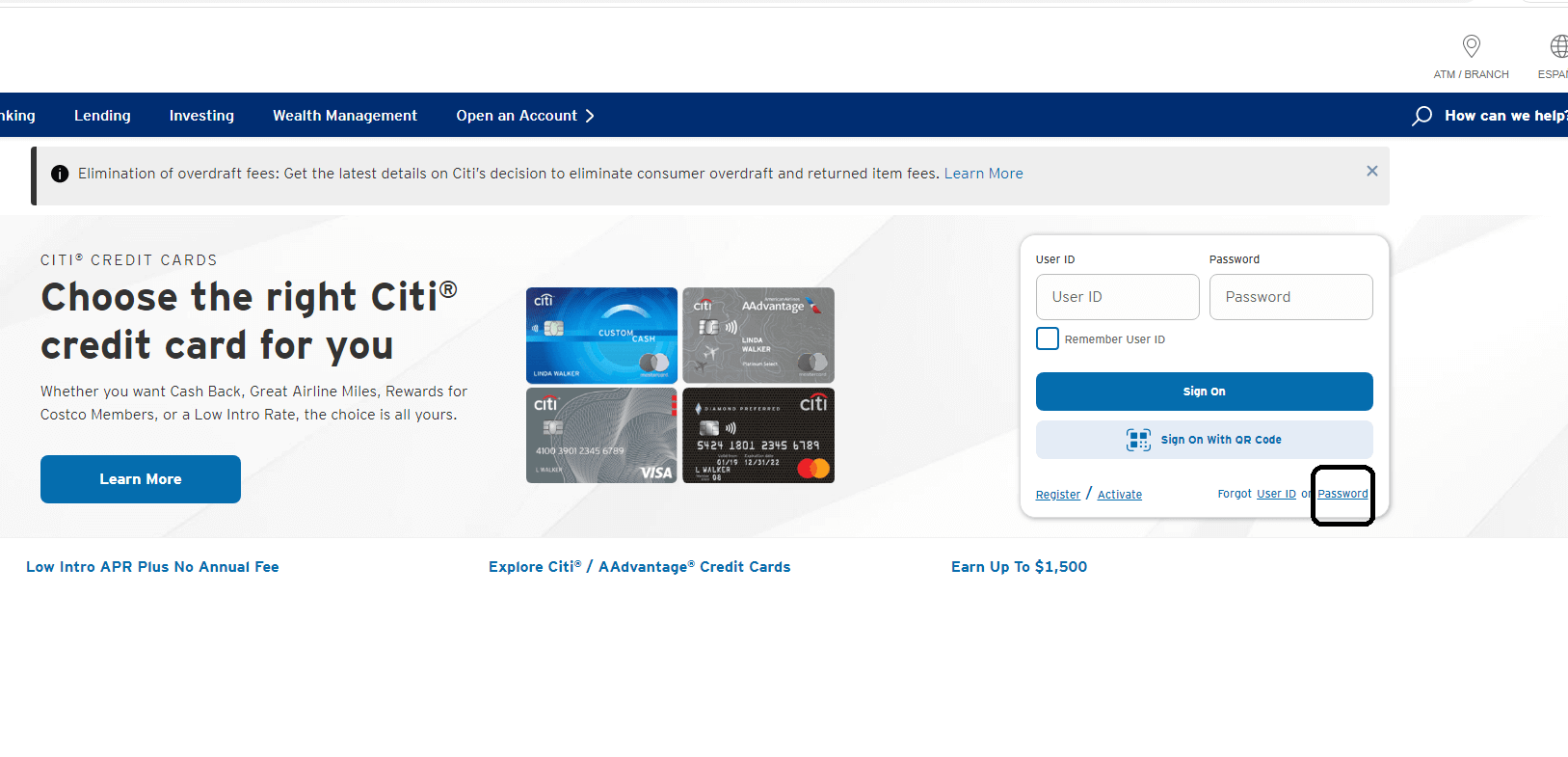 click on forgot password in att universal card portal