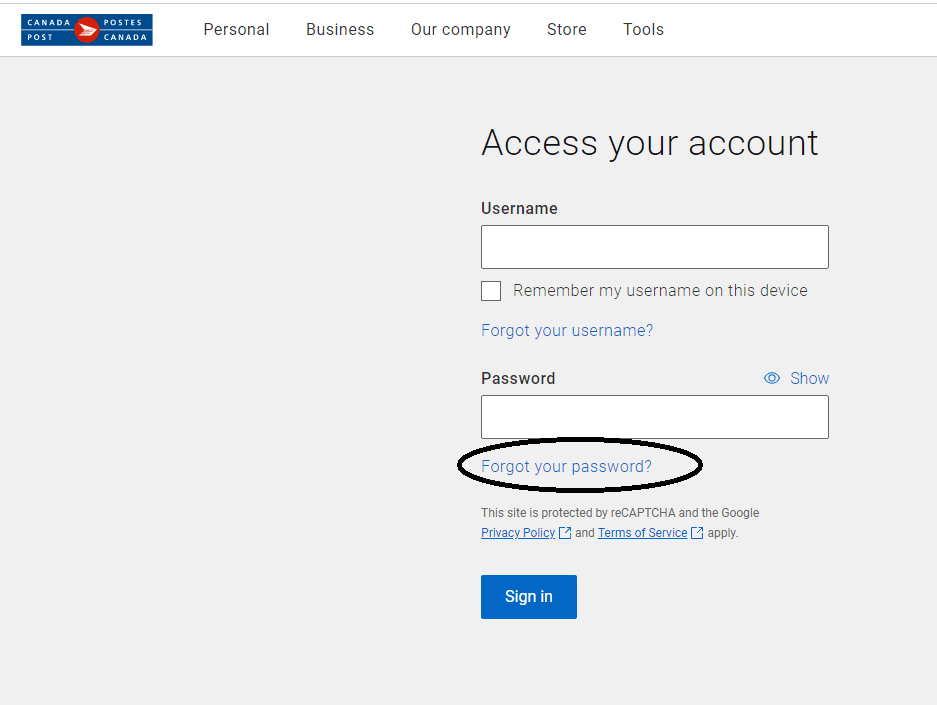 click on forgot password in epost login page