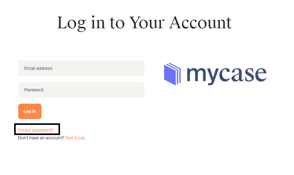 click on forgot password in mycase client portal