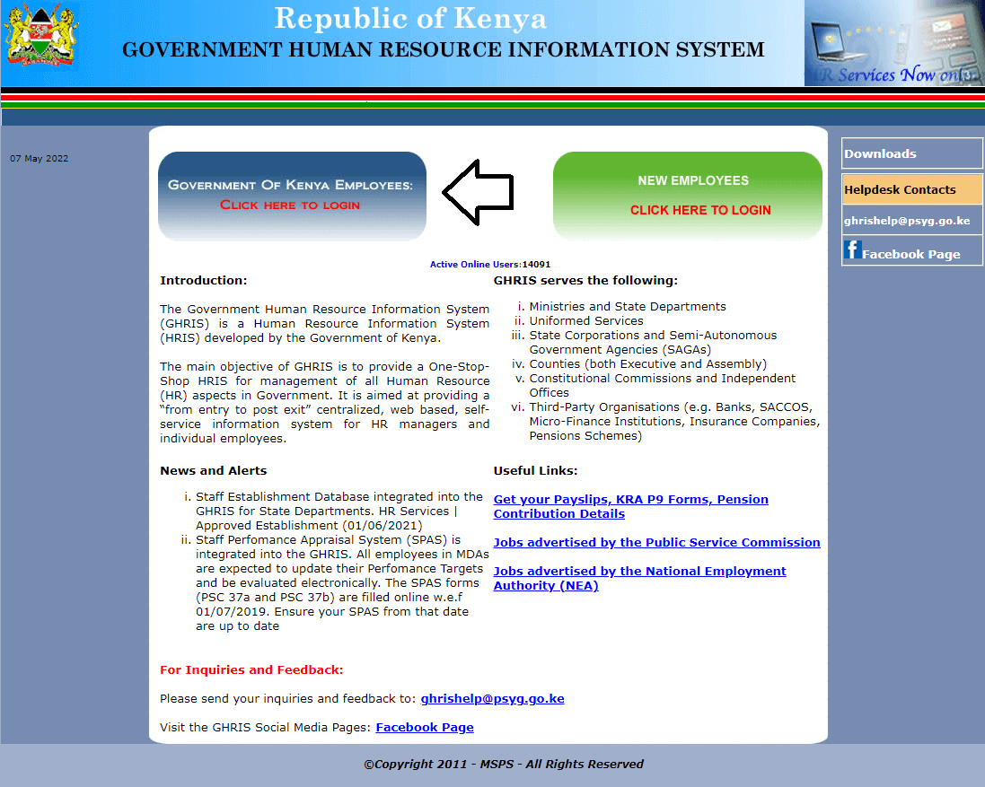 click on government of kenya employee login