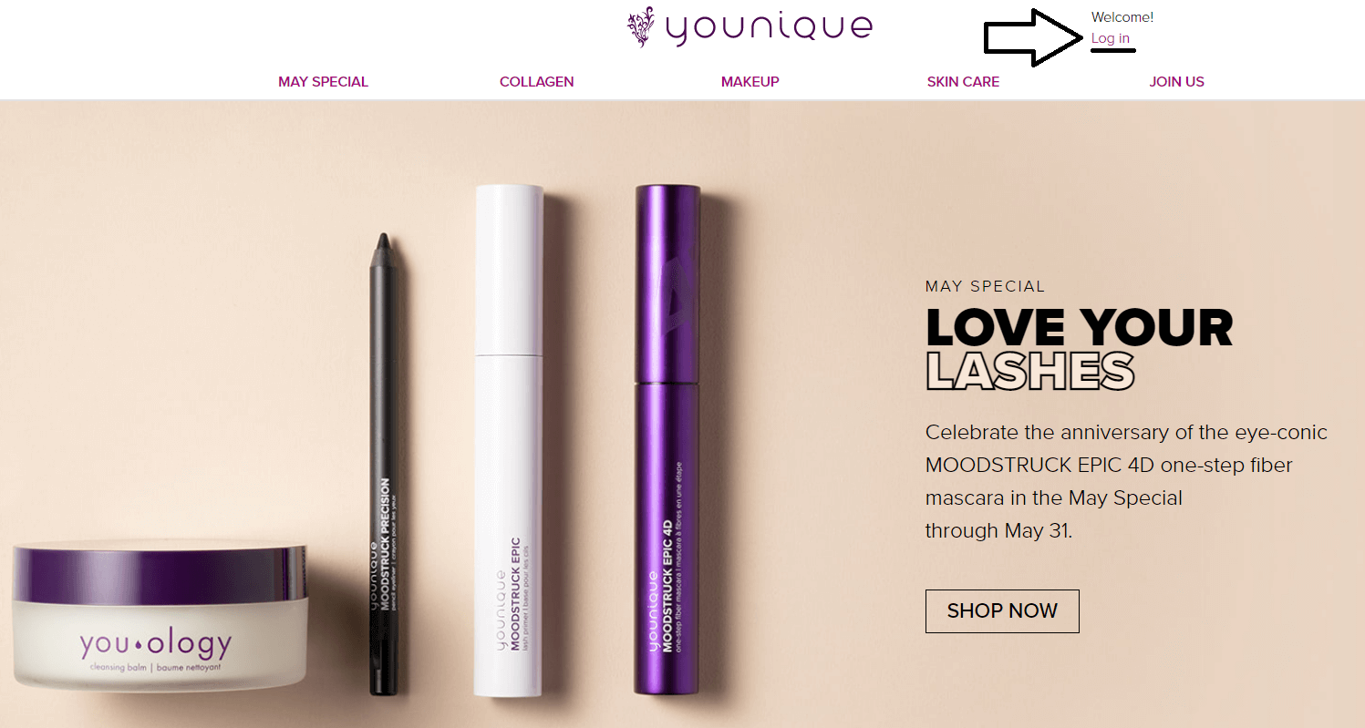 click on login in youniqueproducts website
