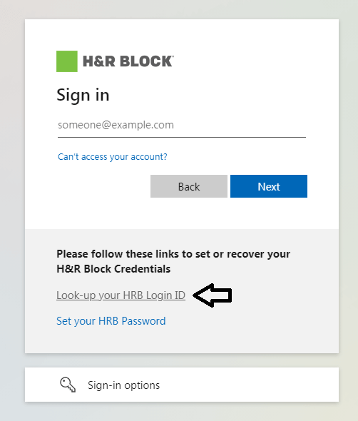 click on look-up your hrb login id