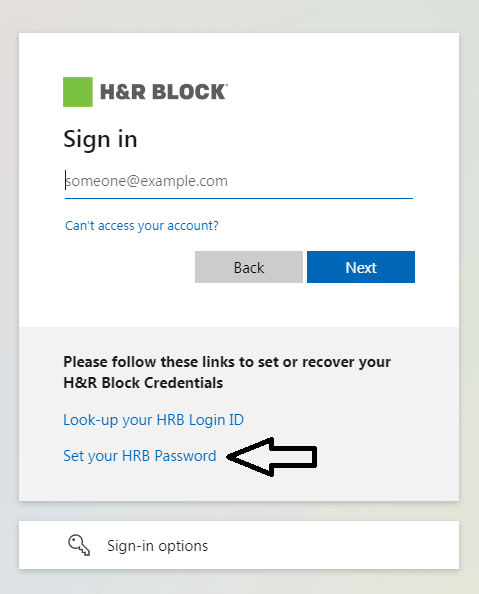 click on setup your hrb password
