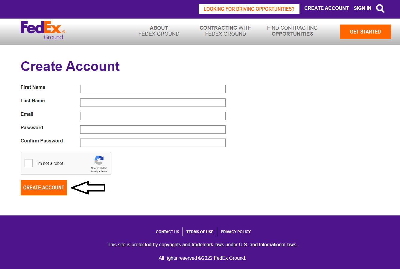 enter required details to create mygroundbizaccount