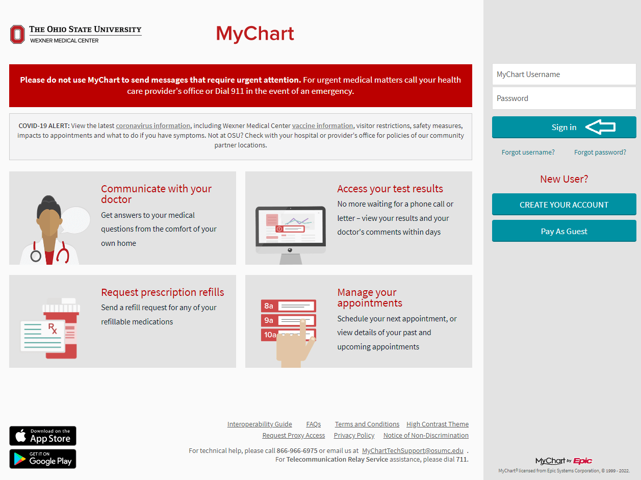 login to osu mychart portal