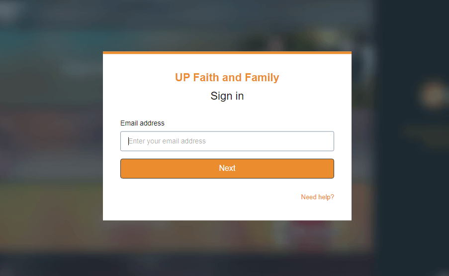 login to up family and faith account