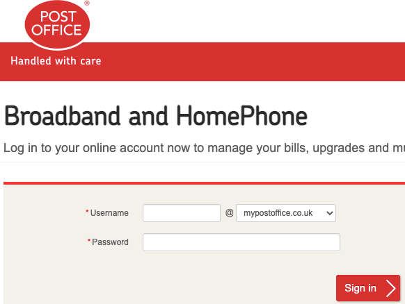 post office broadband login