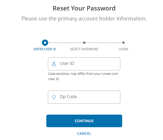 reset lowes eservice password
