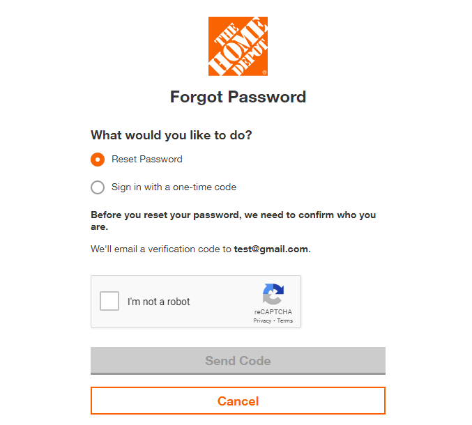 reset myhomedepotaccountcard login password