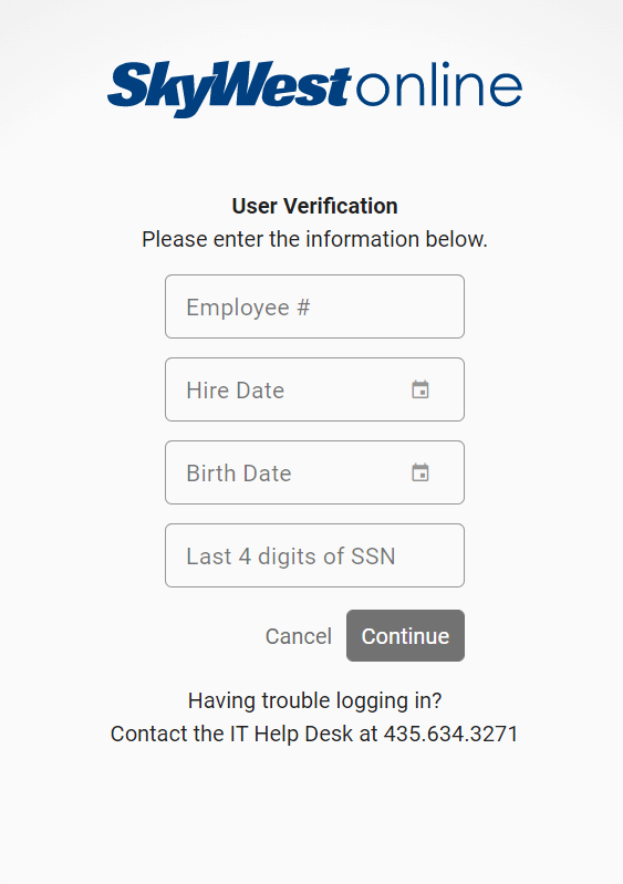 reset skywestonline login password