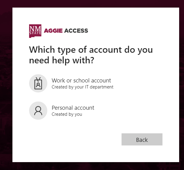 select account you want to change password