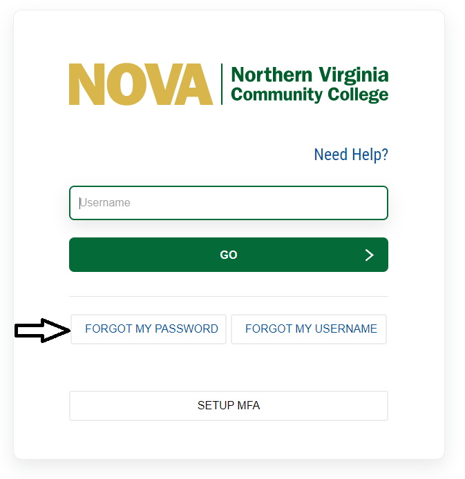 click on forgot password in mynova portal