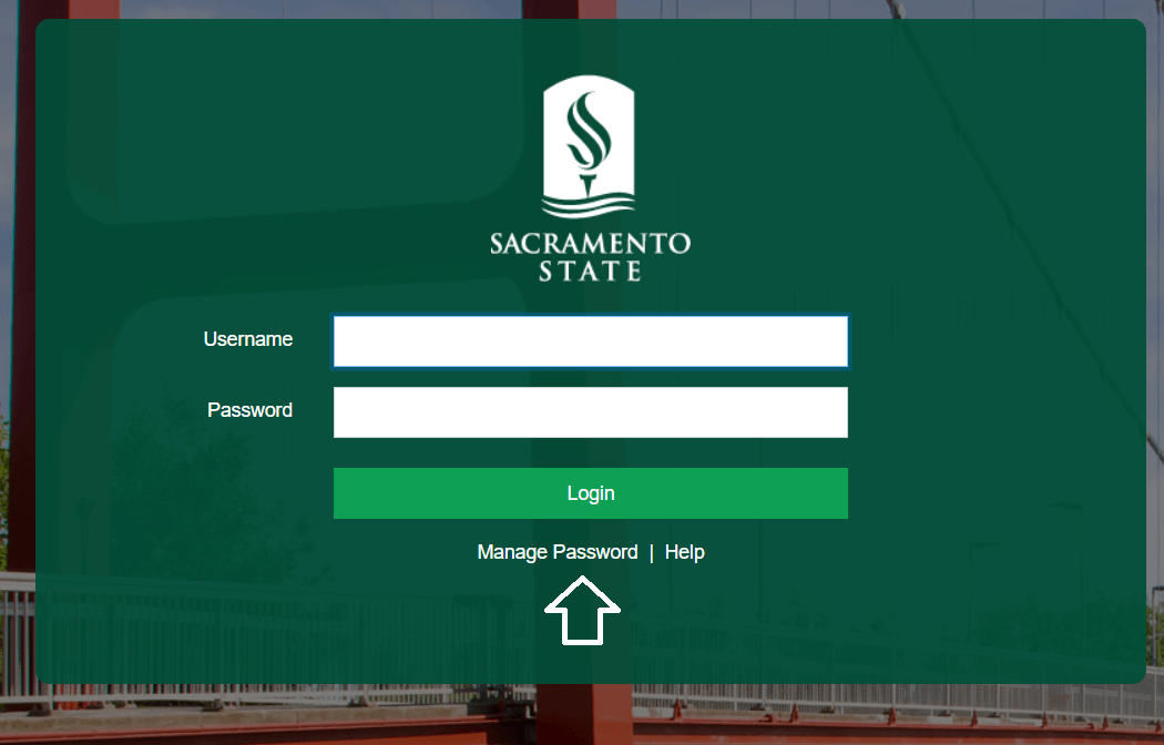 click on manage password in mysacstate login page