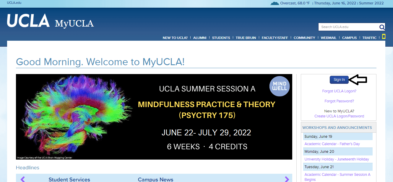 click on sign in on myucla portal