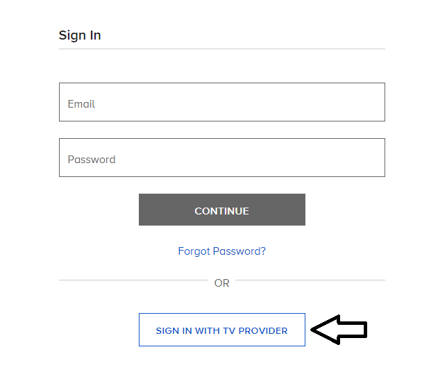 click on sign in with tv provider in cbs login page