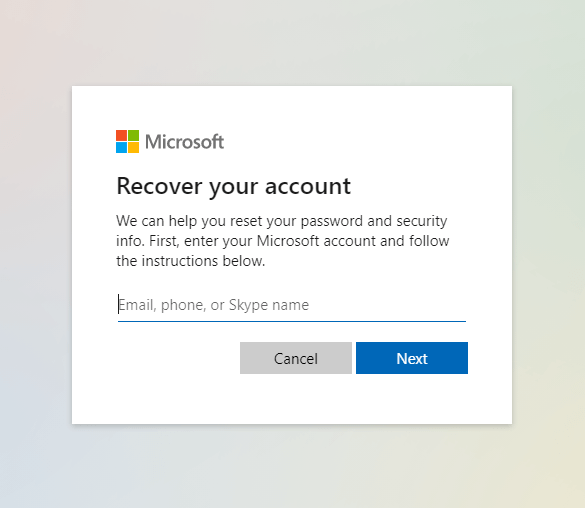 reset microsoft account login password on pc