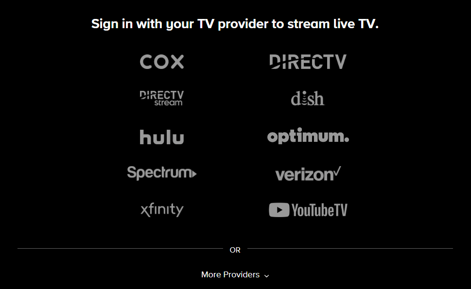 select tv provider for cbs sign in