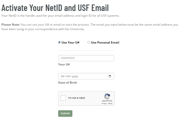 activate your netid and usf email