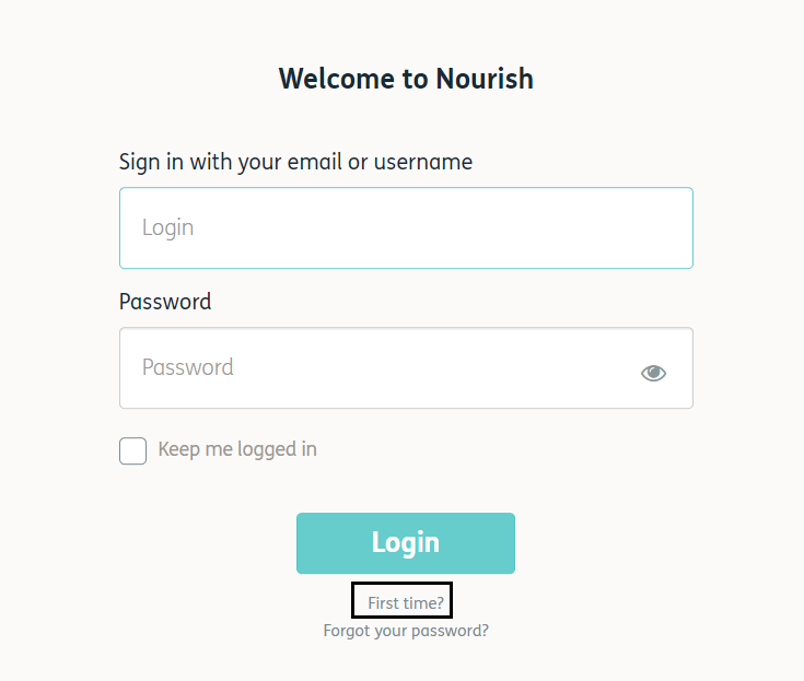 click on first time in nourish login page