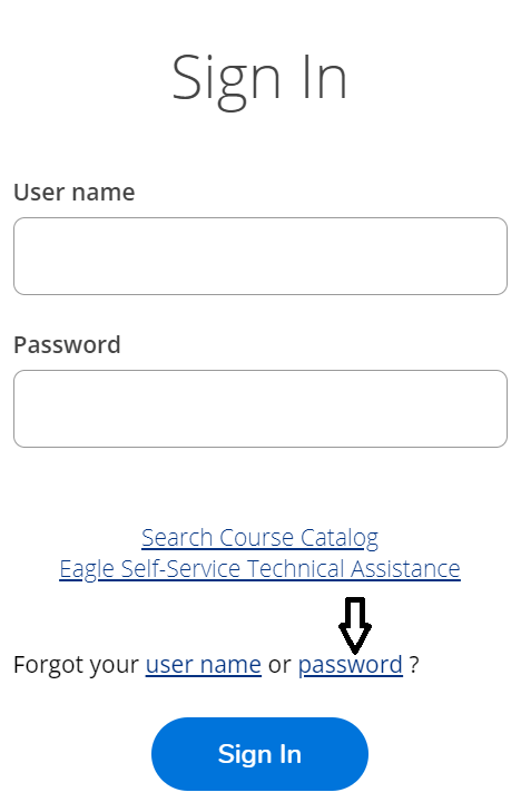 click on forgot password in ctc webadvisor portal