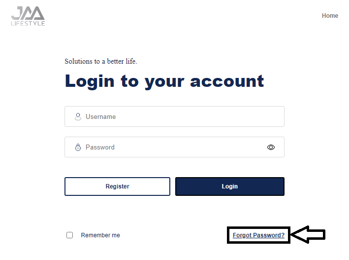 click on forgot password in jaa lifestyle login page
