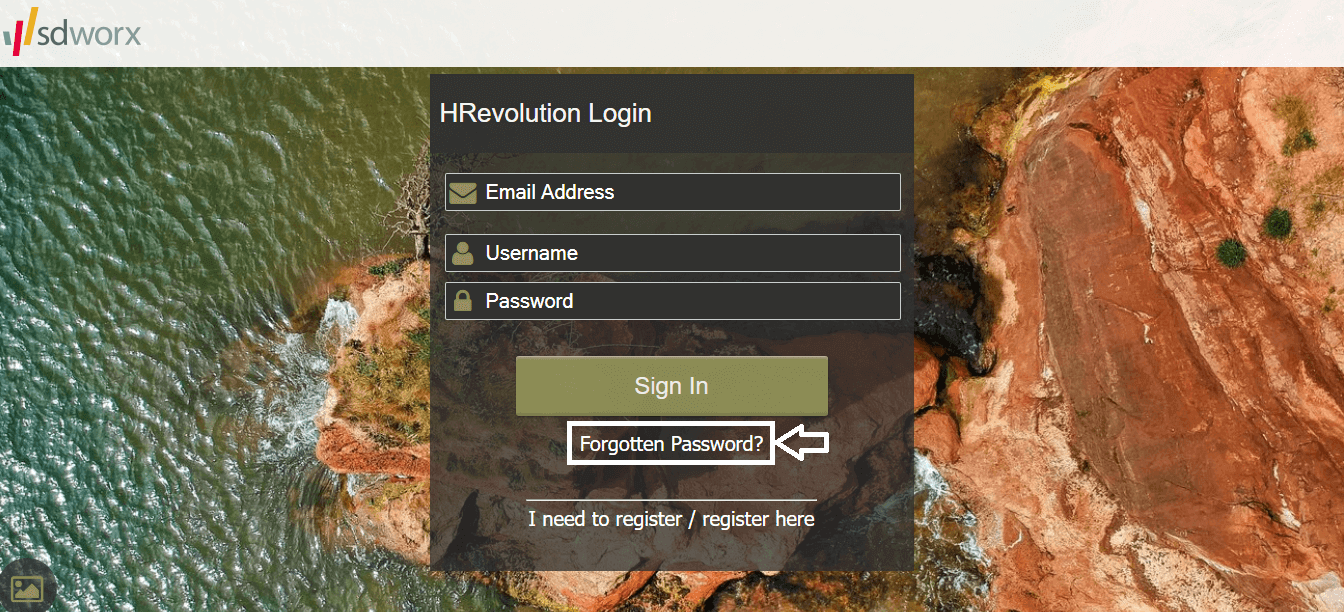 click on forgot password in sdworx portal
