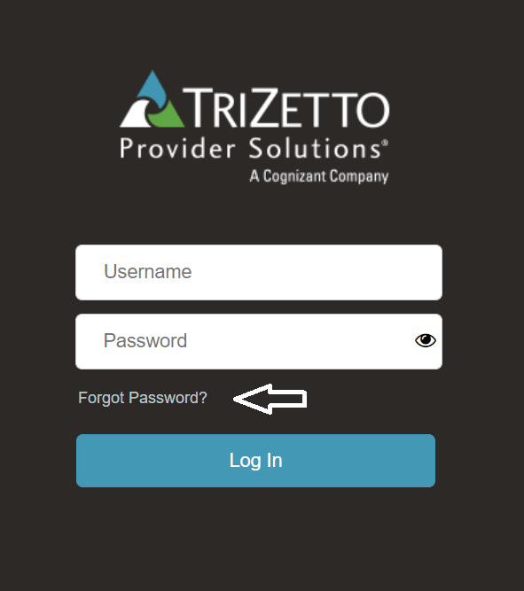 click on forgot password in trizetto web portal