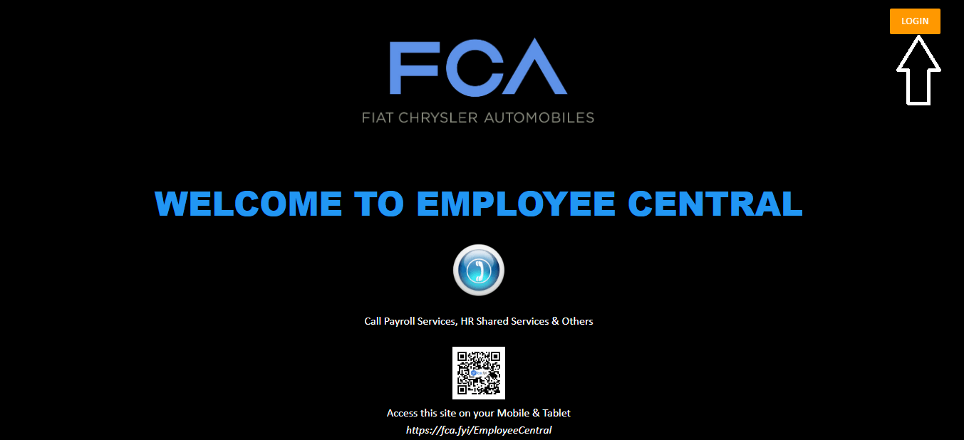 click on login in fca dashboard anywhere portal