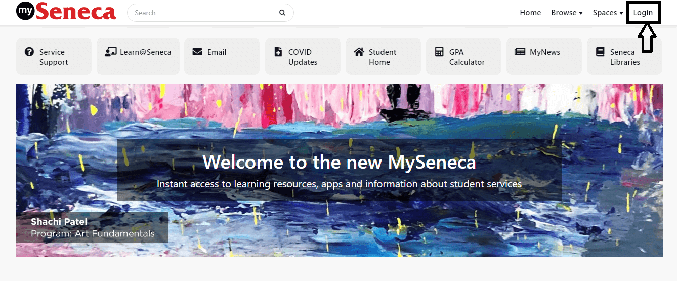 click on login in seneca student blackboard