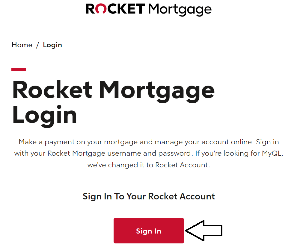 click on sign in in rocket mortgage portal