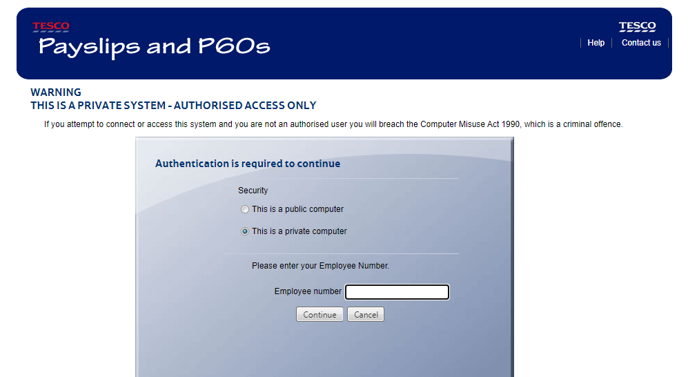 login to view tesco payslip online