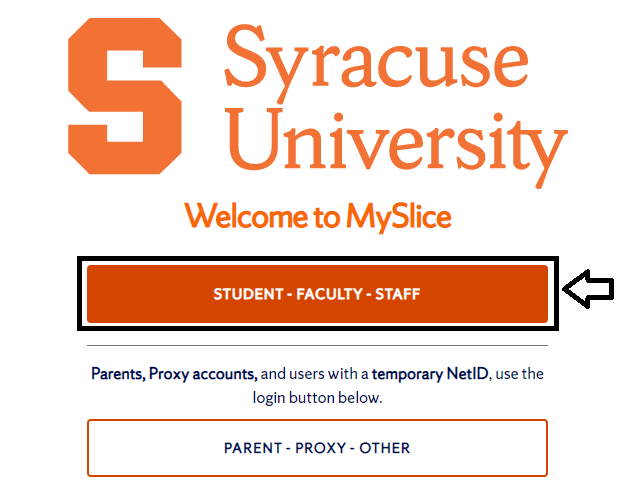 open myslice portal and click on student- faculty-staff button