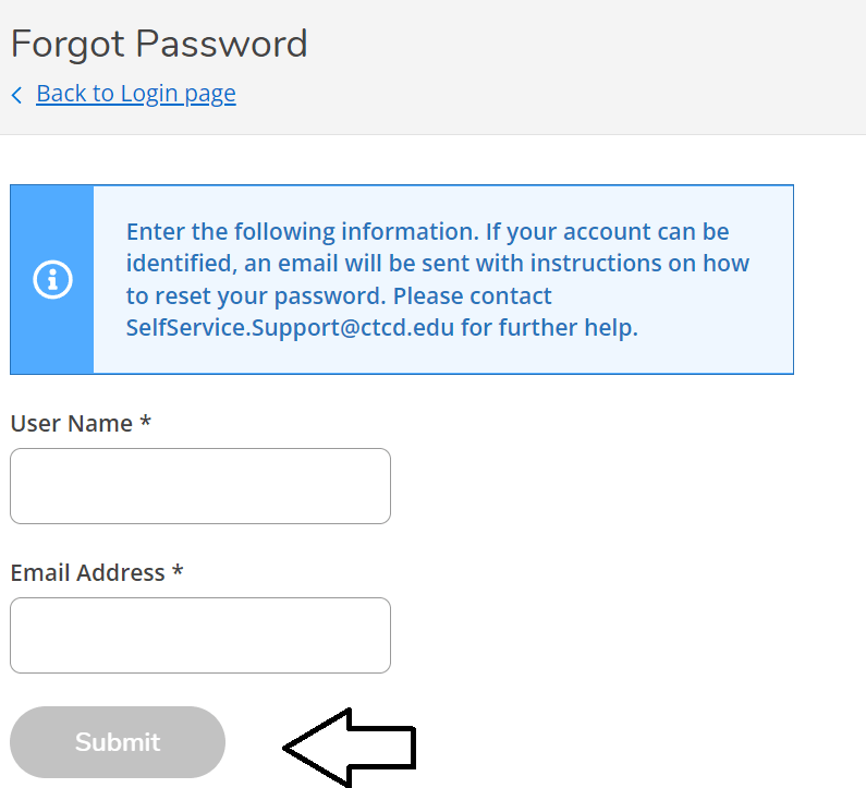 reset ctc webadvisor student login password
