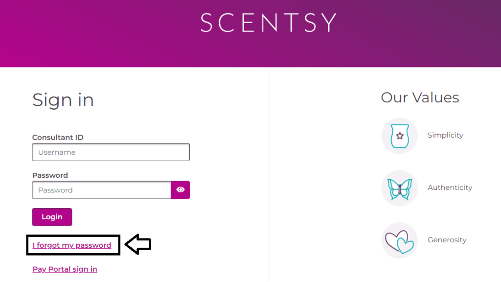 scentsy workstation forgot password