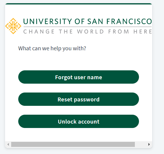 select reset password in myusf portal
