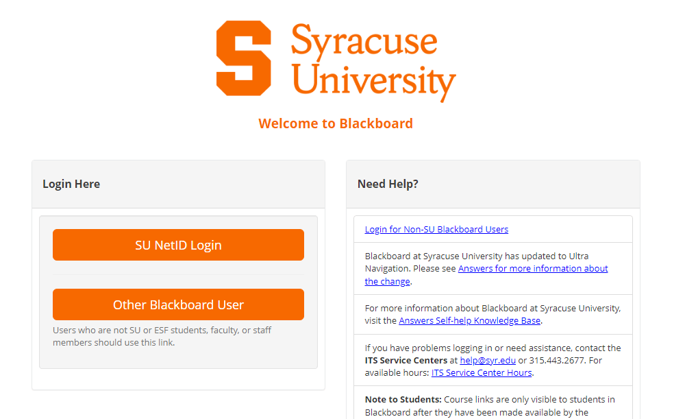 syracuse university blackboard login