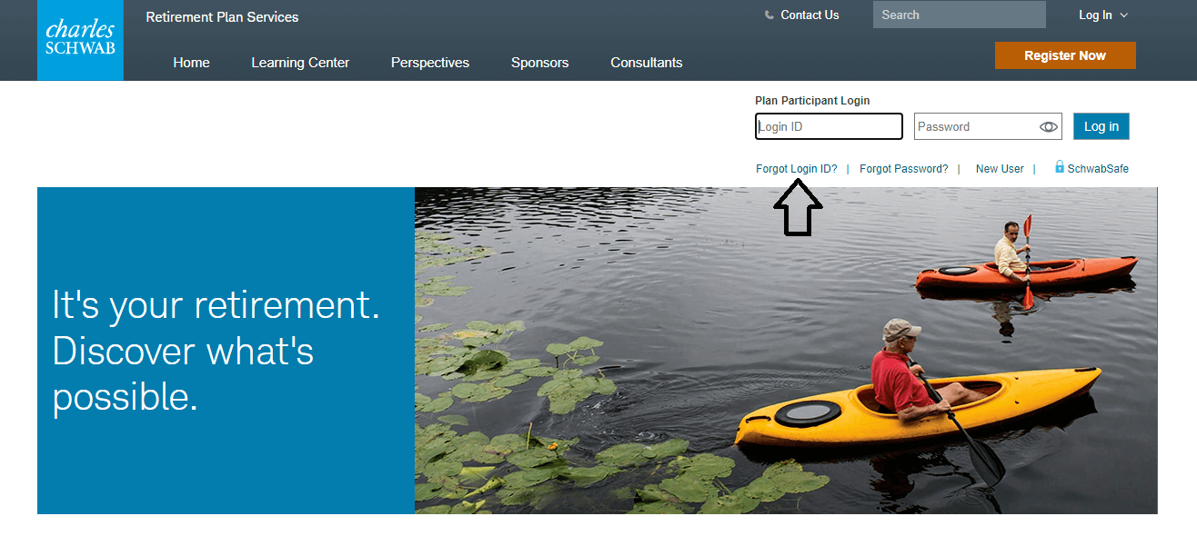 click on forgot login id in schwabplan website