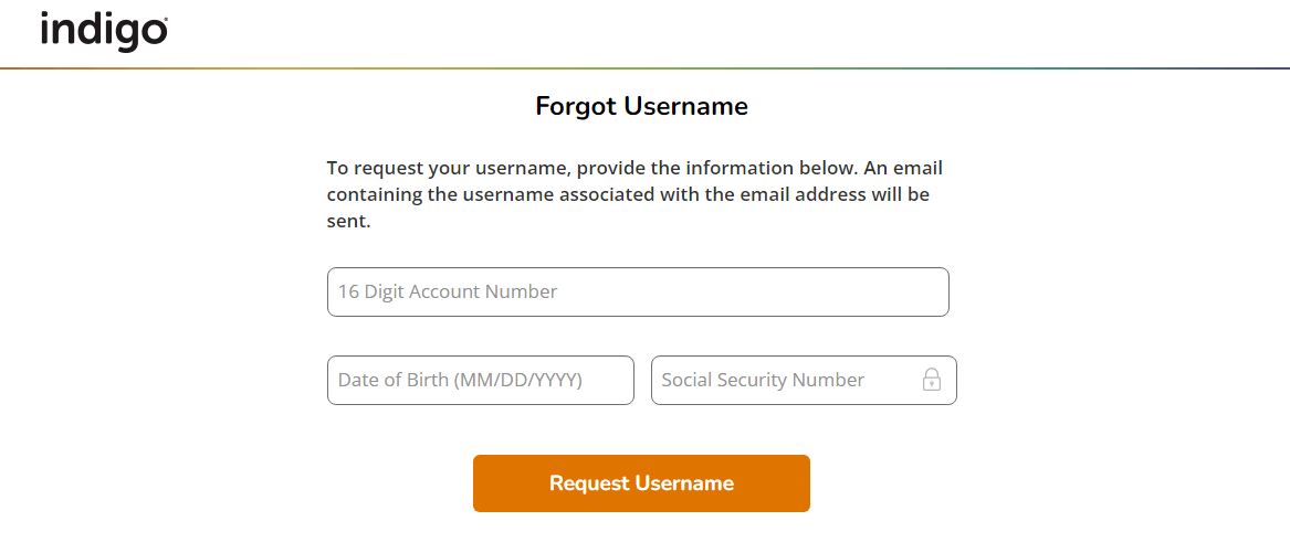 recover myindigocard username