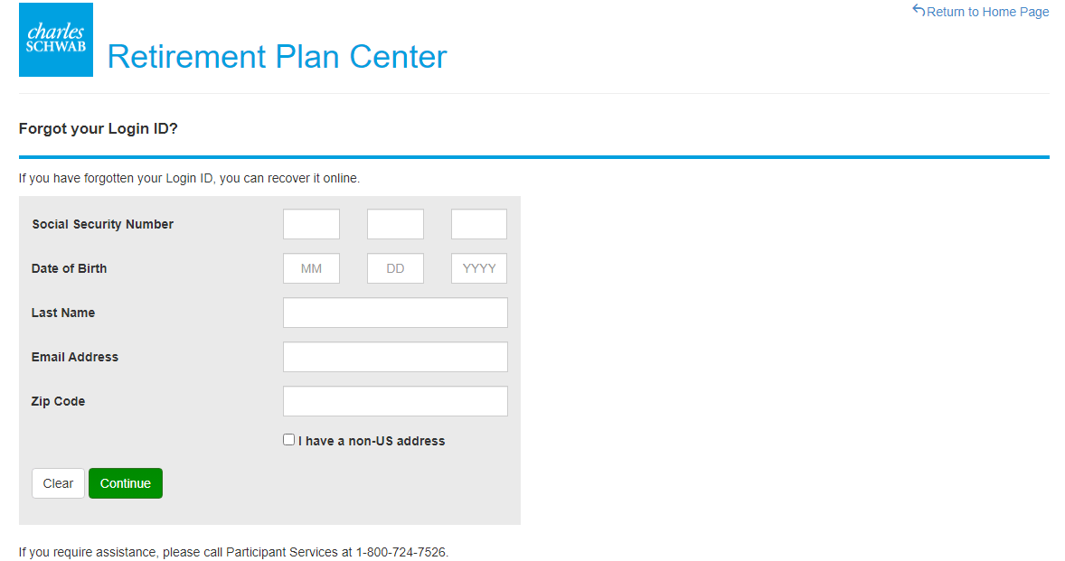 recover schwabplan login id