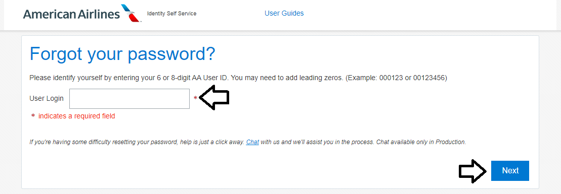 reset aainflight.com login password