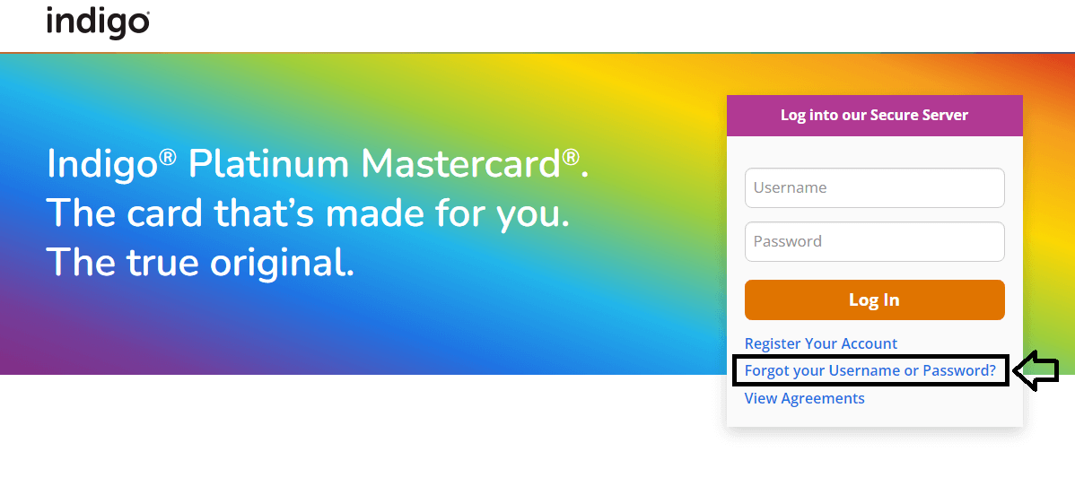 forgot myindigo card username