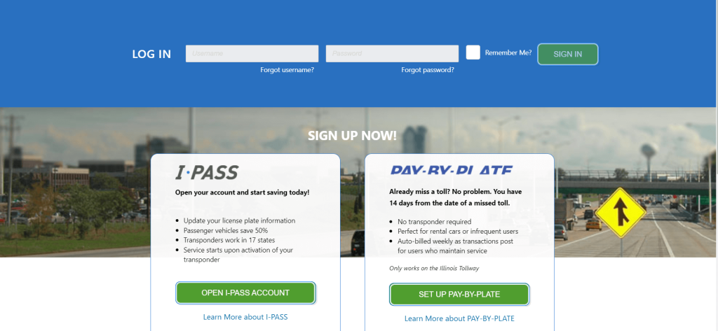 login to ipass illinios tollway account